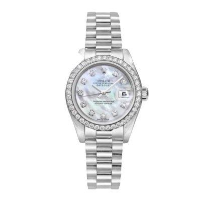 ROLEX LADY DATEJUST 28 SILVER JUBILEE DIAMOND DIAL IN WHITE 28MM