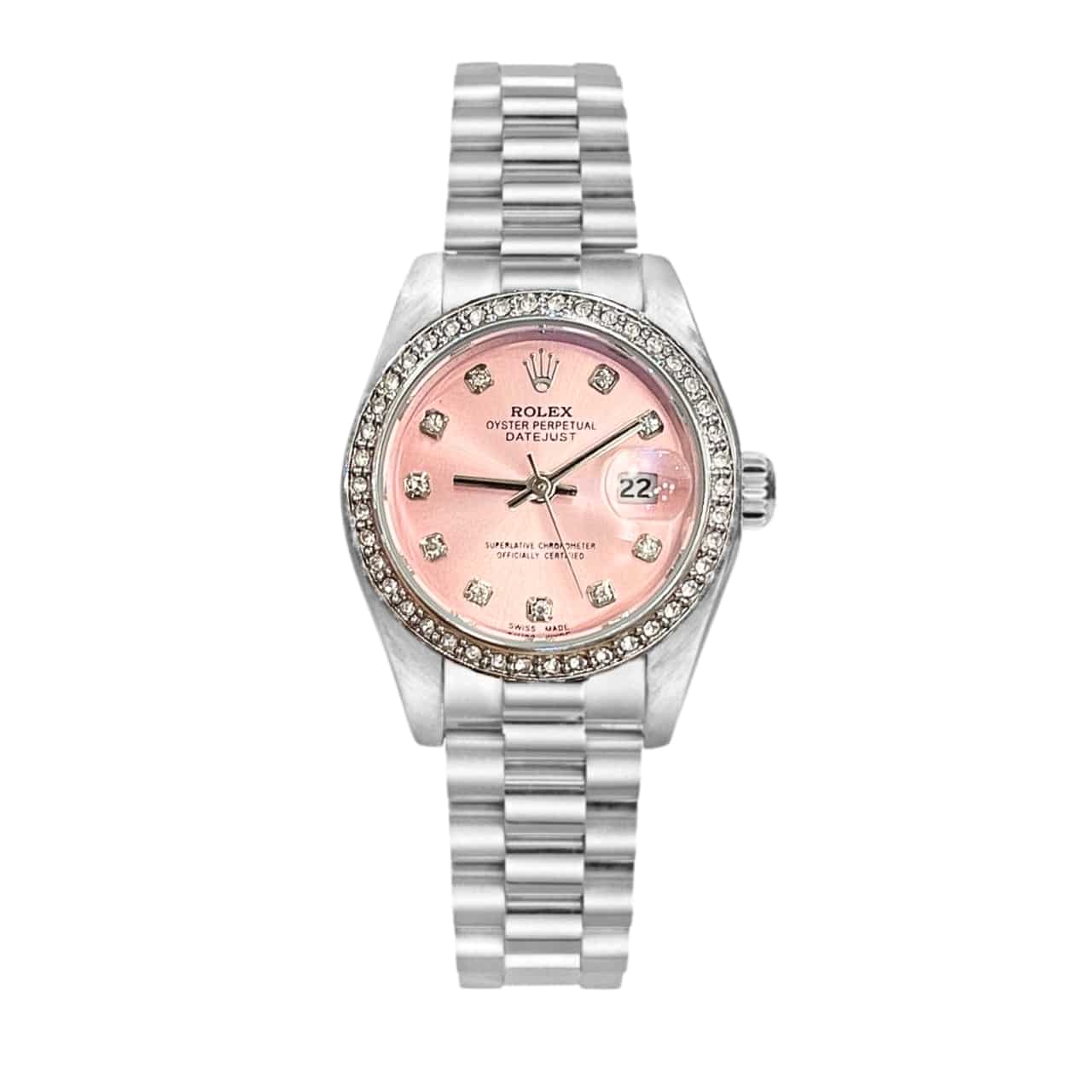 ROLEX LADY DATEJUST 28 SILVER JUBILEE DIAMOND DIAL IN PINK 28MM