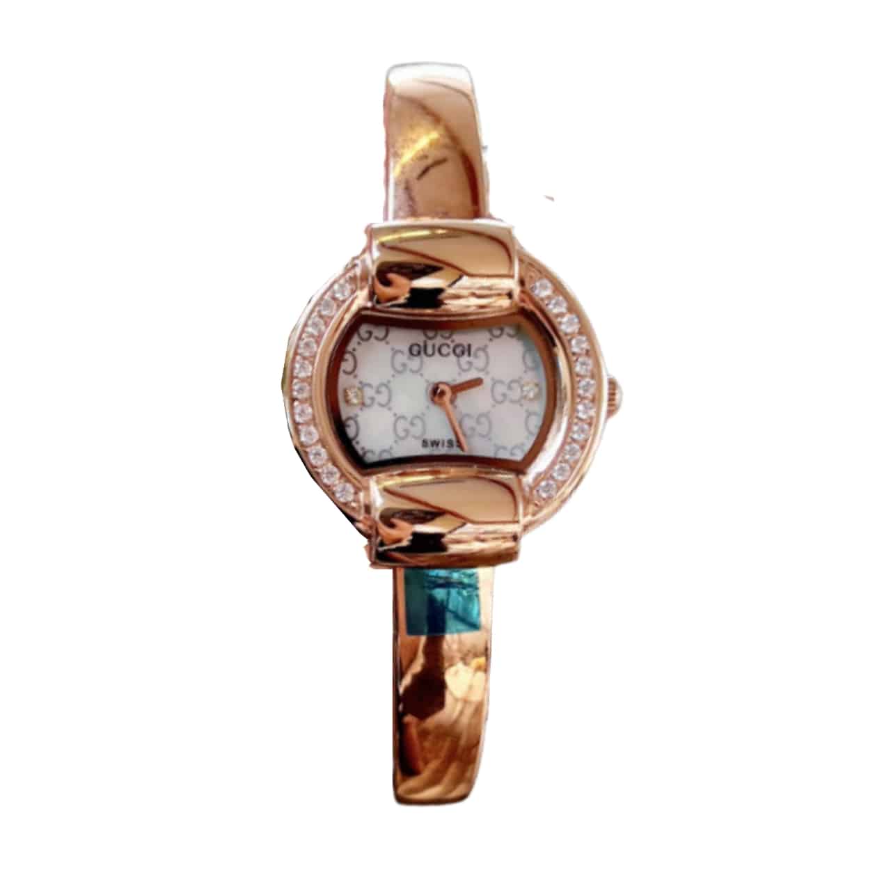 GUCCI GG BANGLE BRACELET 1400L WATCH GOLD WITH DIAMOND WHITE 25MM