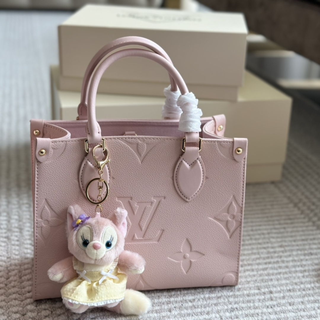LV ONTHEGO PM MONOGRAM EMPREINTE PINK OPALE 25CM M47135