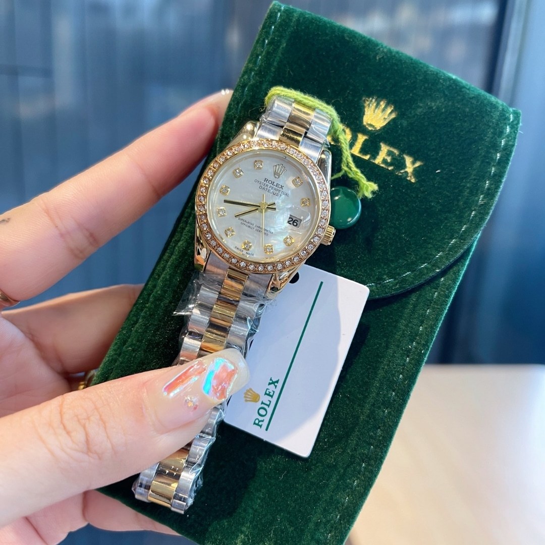 ROLEX DATEJUST DIAMOND DIAL SILVER AND GOLD IN WHITE 28MM