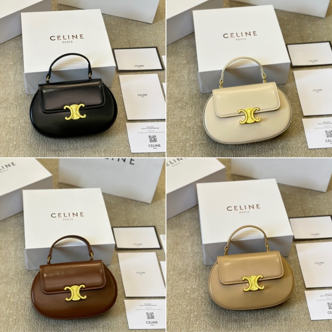 CE BESACE CLEA SQUARE FLAP BAG IN SHINY CALFSKIN BROWN 20CM