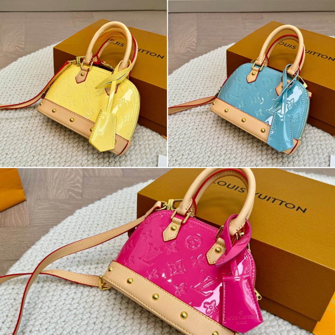 LV ALMA NANO MONOGRAM VERNIS EMBOSSED SKY 18CM M24062