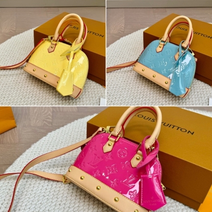 LV ALMA NANO MONOGRAM VERNIS EMBOSSED SKY 18CM M24062