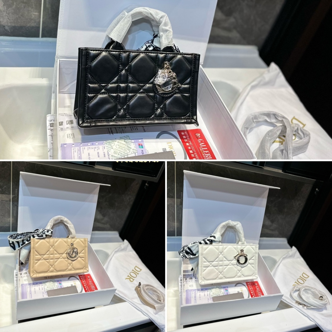 DOR MINI DOR BOOK TOTE MACROCANNAGE CALFSKIN LATTE 21CM S5573OWHP M030