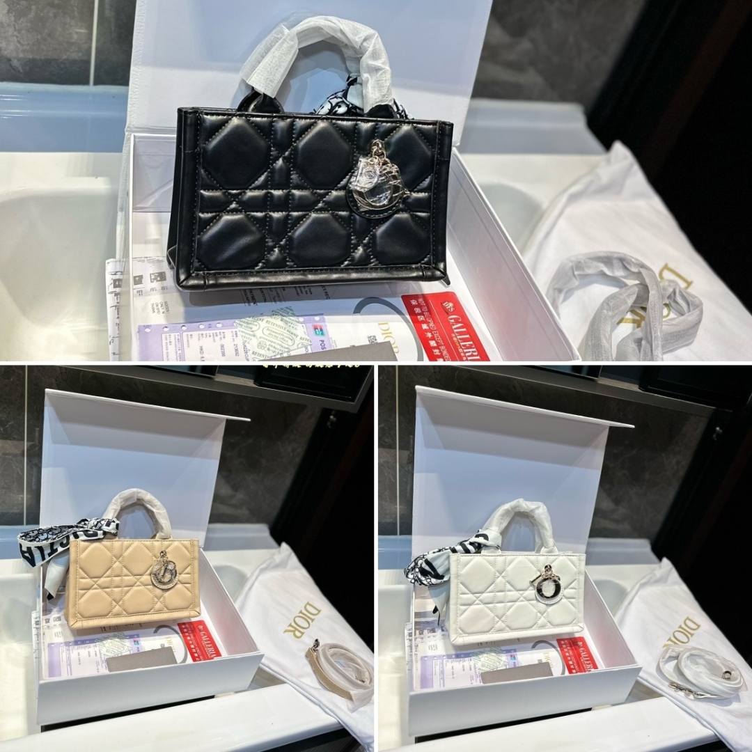 DOR MINI DOR BOOK TOTE MACROCANNAGE CALFSKIN LATTE 21CM S5573OWHP M030