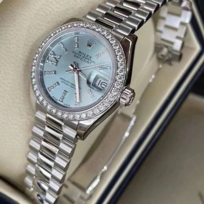 ROLEX LADY DATEJUST 28 ICE BLUE DIAL PLATINUM DIAMOND 28MM 279136IBLSRDP