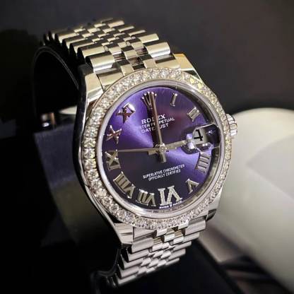 ROLEX DATEJUST 36 AUBERGINE DIAMOND DIAL OYSTER WATCH IN PURPLE 126284RBR