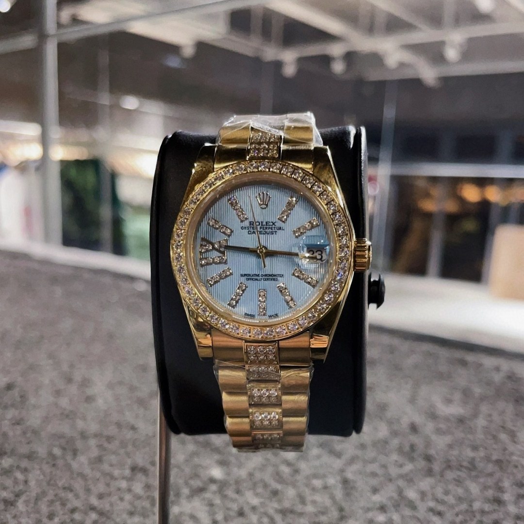 ROLEX LADY DATEJUST 28 CORNFLOWER BLUE DIAL GOLD 18K 28MM 279138BLSRDP