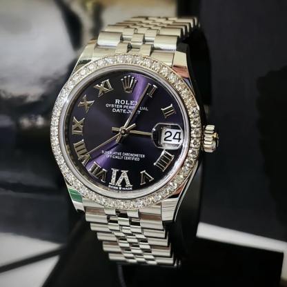ROLEX DATEJUST 36 AUBERGINE DIAMOND DIAL OYSTER WATCH IN PURPLE 126284RBR