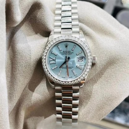 ROLEX LADY DATEJUST 28 ICE BLUE DIAL PLATINUM DIAMOND 28MM 279136IBLSRDP