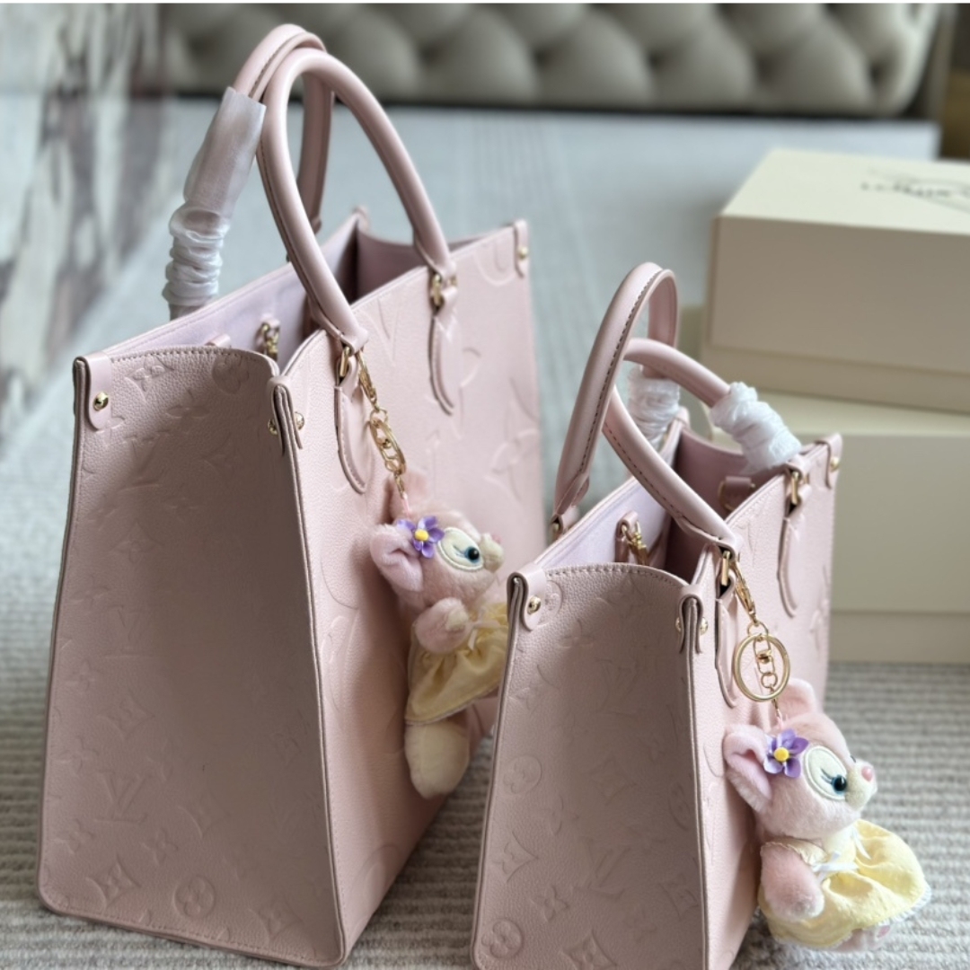 LV ONTHEGO PM MONOGRAM EMPREINTE PINK OPALE 25CM M47135