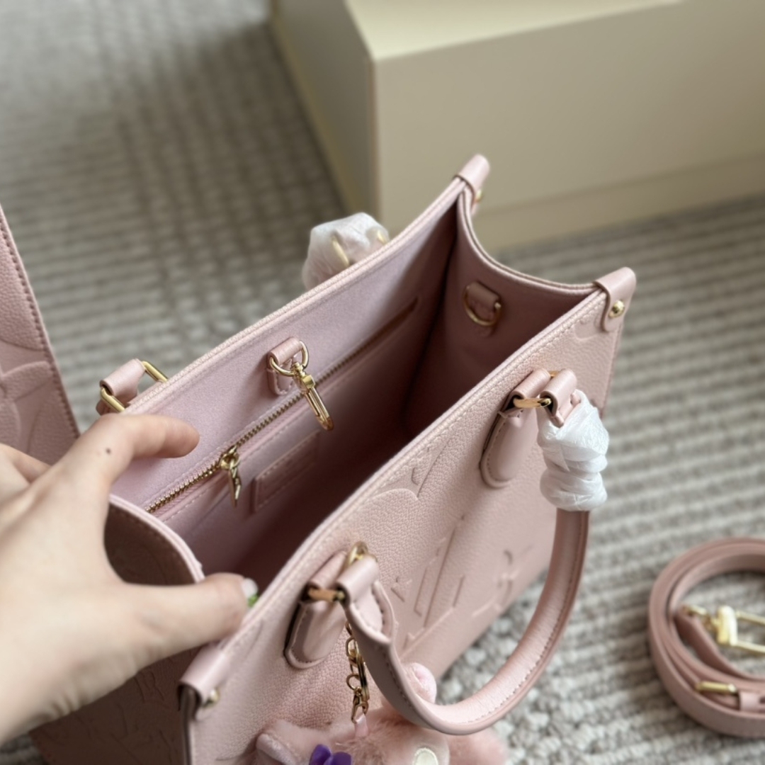 LV ONTHEGO PM MONOGRAM EMPREINTE PINK OPALE 25CM M47135