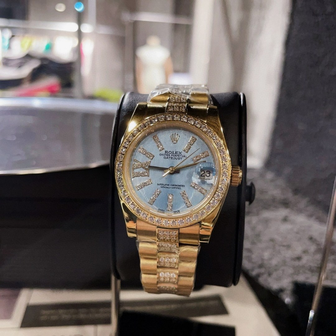 ROLEX LADY DATEJUST 28 CORNFLOWER BLUE DIAL GOLD 18K 28MM 279138BLSRDP