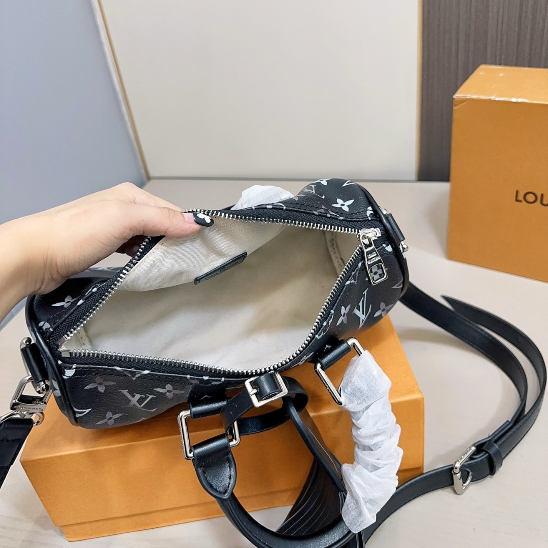 LV KEEPALL BANDOULIÈRE 25 BAG MONOGRAM BRUSHED COWHIDE BLACK 25CM M11595