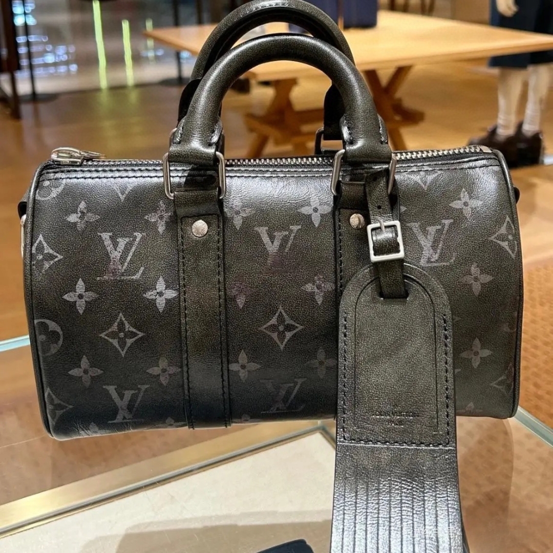 LV KEEPALL BANDOULIÈRE 25 BAG MONOGRAM BRUSHED COWHIDE BLACK 25CM M11595