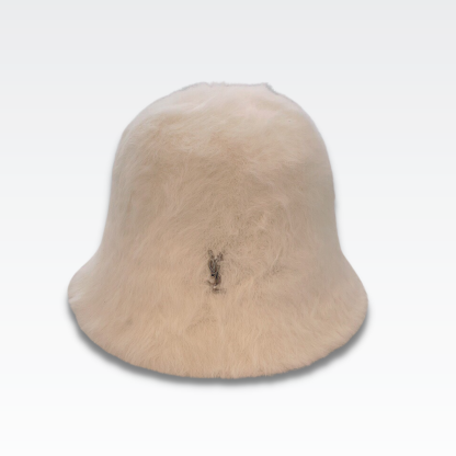 YSL FAUX FUR BUCKET HAT WHITE