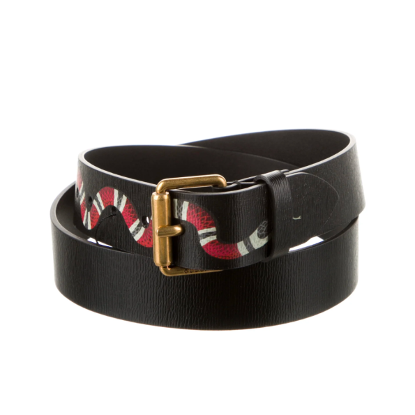 GG'S RAVELLUSO LEATHER BELT WITH KINGSNAKE DETAIL
