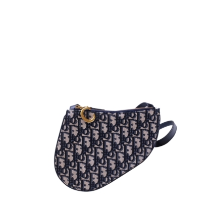 DOR SADDLE TRIPLE ZIP CROSSBODY POUCH OBLIQUE CANVAS 19CM