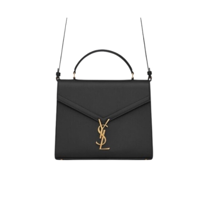 YSL CASSANDRA MEDIUM TOP HANDLE BAG BLACK GOLD 24CM 623931BOW0W1000