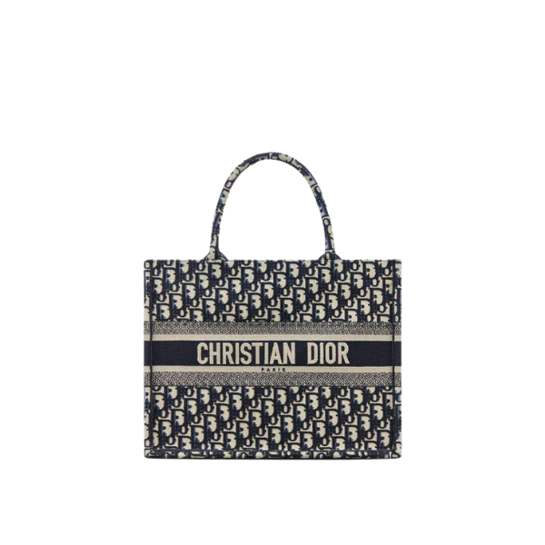 DOR MEDIUM BOOK TOTE BLUE DOR OBLIQUE EMBROIDERY 36CM M1296ZRIW M928