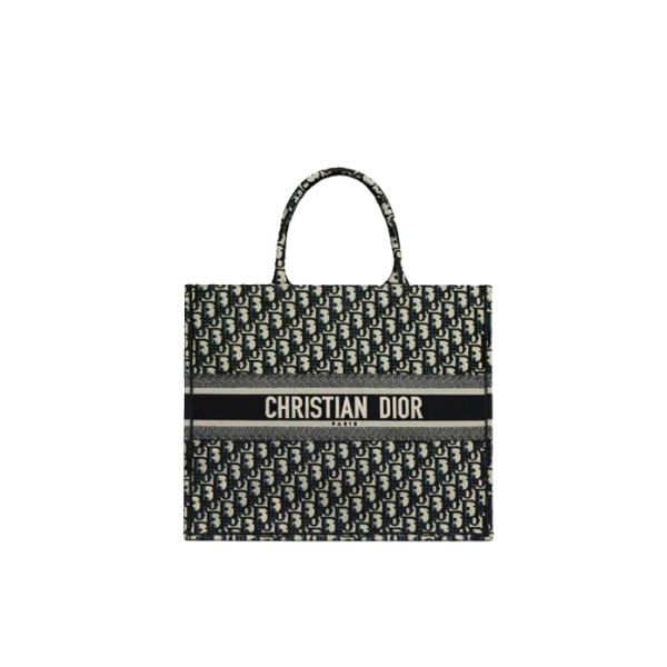 DOR LARGE BOOK TOTE  BLUE DOR OBLIQUE EMBROIDERY 42CM M1286ZRIW M928