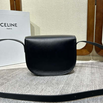 Celine Folco Cuire Triomphe Shoulder Bag Black Calfskin