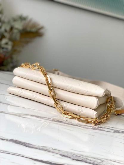 LV Coussin PM Monogram-Embossed Puffy Cream For Women,  Shoulder And Crossbody Bags 10.2in/26cm LV M57793