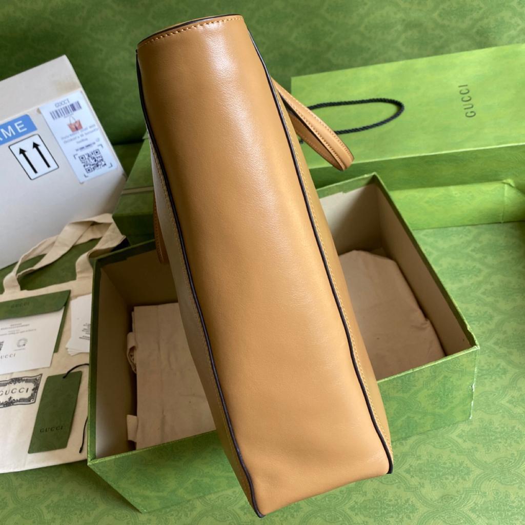 gg Medium Tote Bag With Double G And Web Brown For Women 13.8in/35cm gg