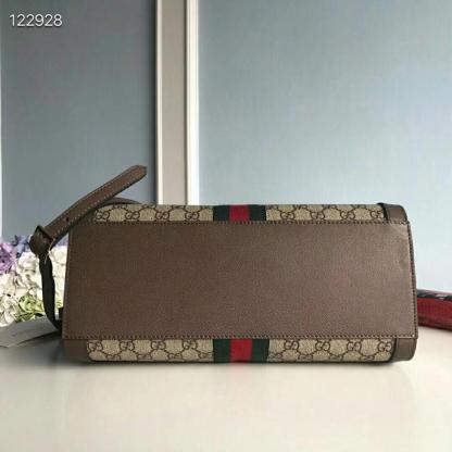 gg Ophidia gg Medium Tote Bag Beige/Ebony gg Supreme Canvas With Brown For Women 13in/33cm gg 524537 K05NB 8745
