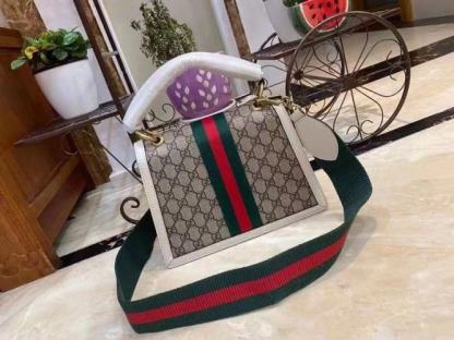 gg Queen Margaret gg Small Top Handle Bag Beige And Ebony gg Supreme Canvas For Women 10in/26cm gg 476541