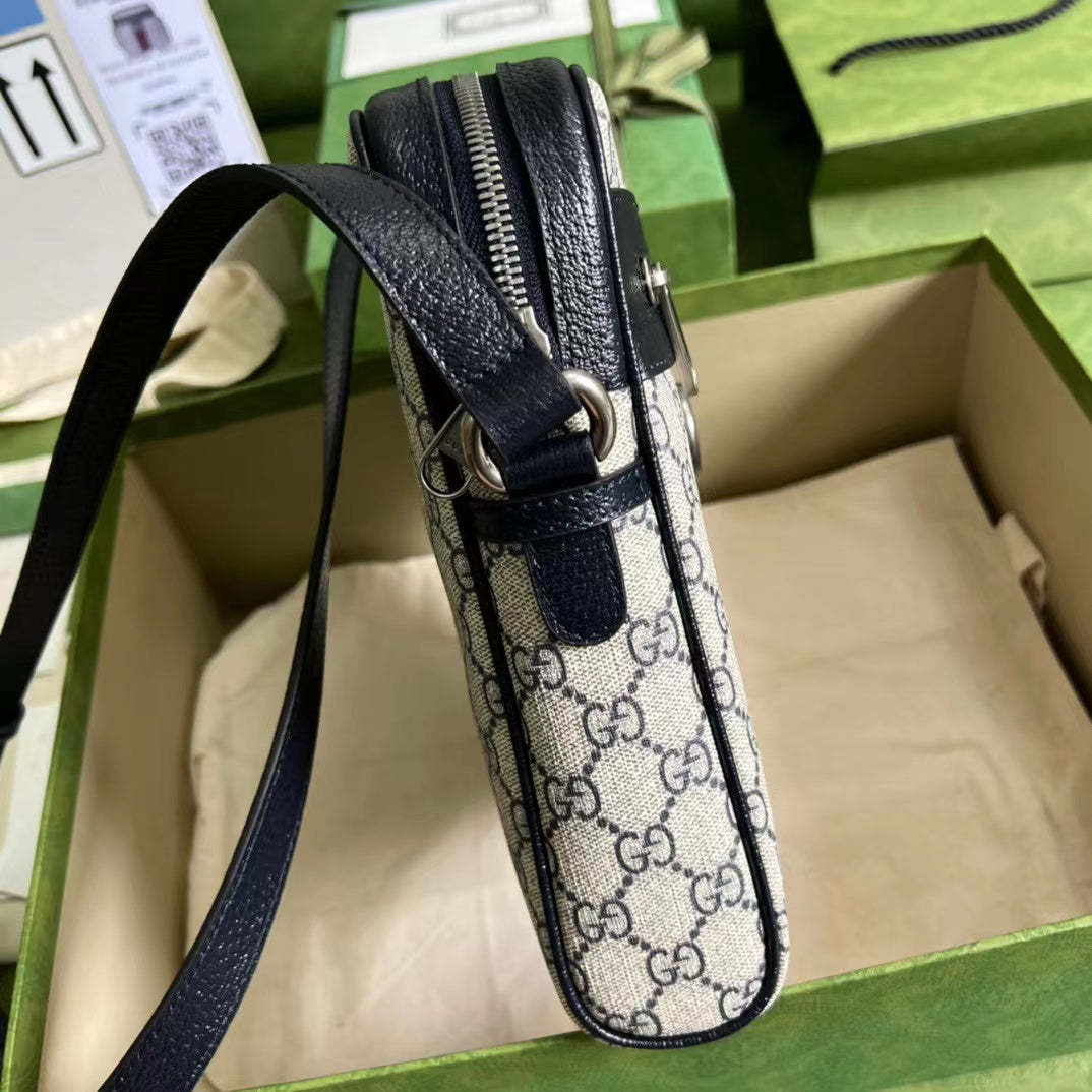 gg Ophidia gg Small Messenger Bag Beige And Blue gg Supreme Canvas Beige For Women 9.5in/23cm gg 547926 96IWN 4076