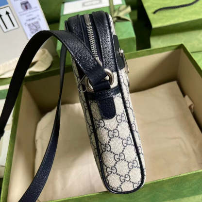 gg Ophidia gg Small Messenger Bag Beige And Blue gg Supreme Canvas Beige For Women 9.5in/23cm gg 547926 96IWN 4076