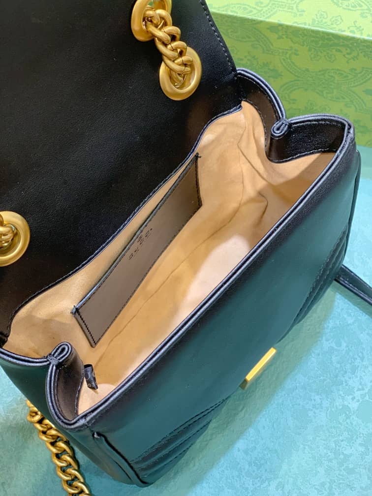 GG GG MARMONT MINI SHOULDER BAG BLACK 18CM ‎739682 AABZC 6832