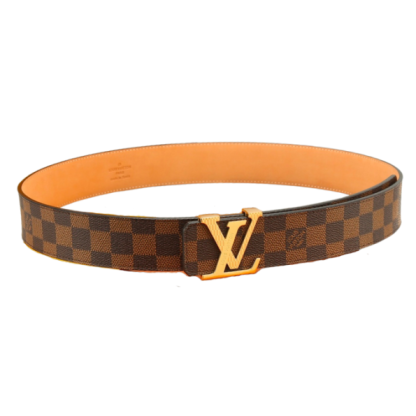 LUV INITIALS 40MM REVERSIBLE BROWN BELT GOLD BUCKLE
