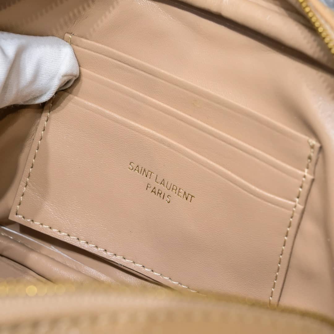 YSL LOU CAMERA BAG IN QUILTED LEATHER BEIGE 18CM
