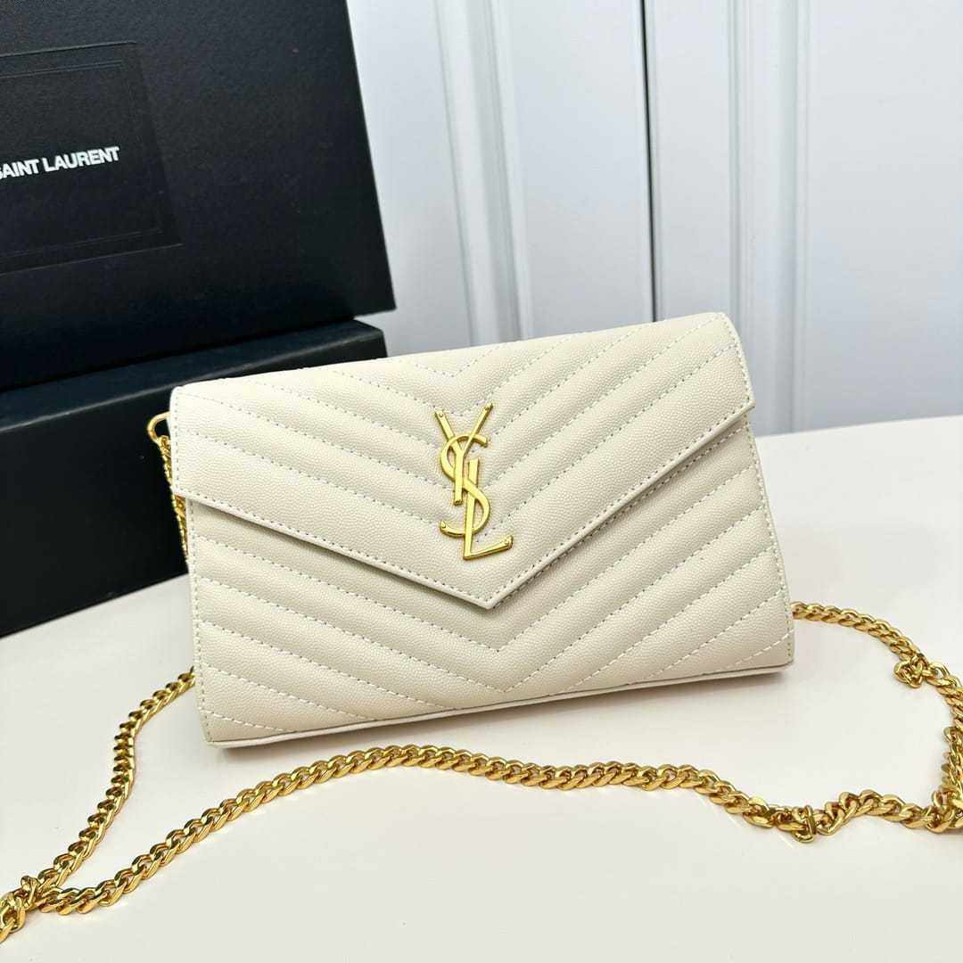 YSL CLASSIC CASSANDRE CHAIN WALLET BAG WHITE 24CM 377828BOW019207