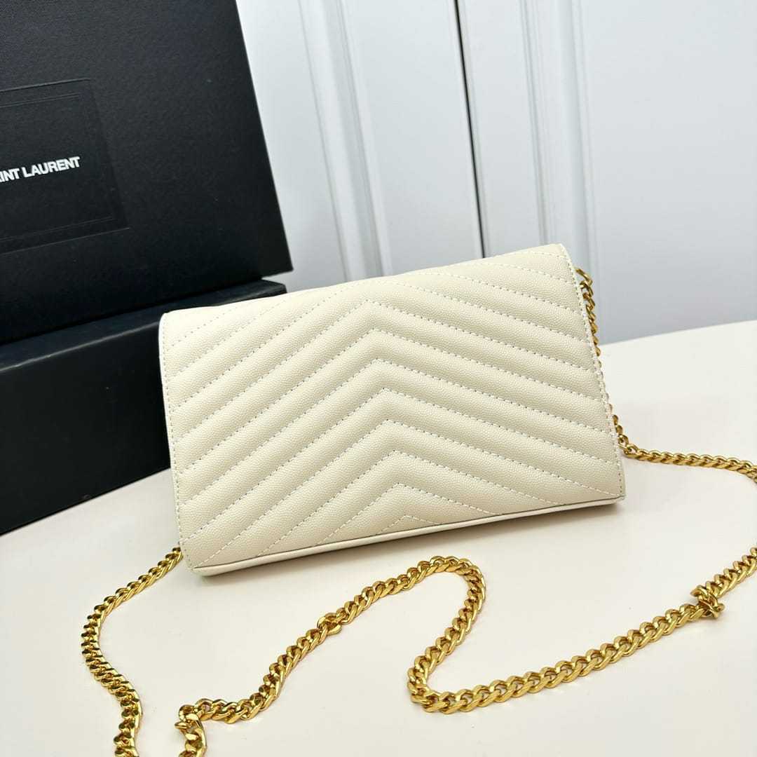 YSL CLASSIC CASSANDRE CHAIN WALLET BAG WHITE 24CM 377828BOW019207