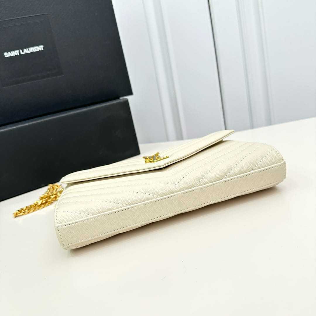 YSL CLASSIC CASSANDRE CHAIN WALLET BAG WHITE 24CM 377828BOW019207