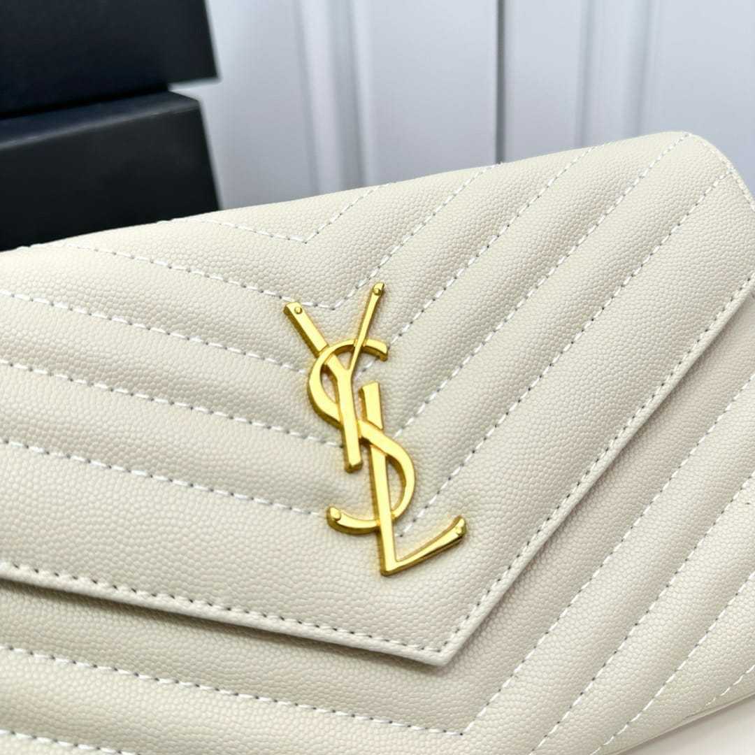 YSL CLASSIC CASSANDRE CHAIN WALLET BAG WHITE 24CM 377828BOW019207