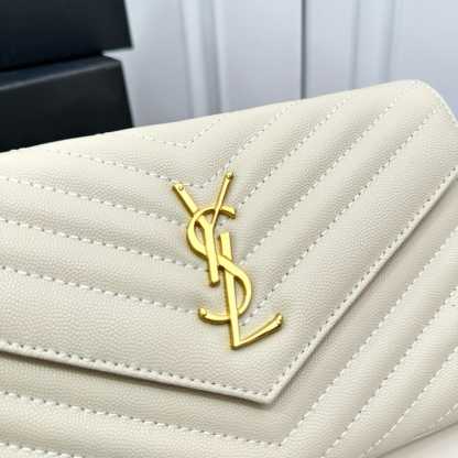 YSL CLASSIC CASSANDRE CHAIN WALLET BAG WHITE 24CM 377828BOW019207