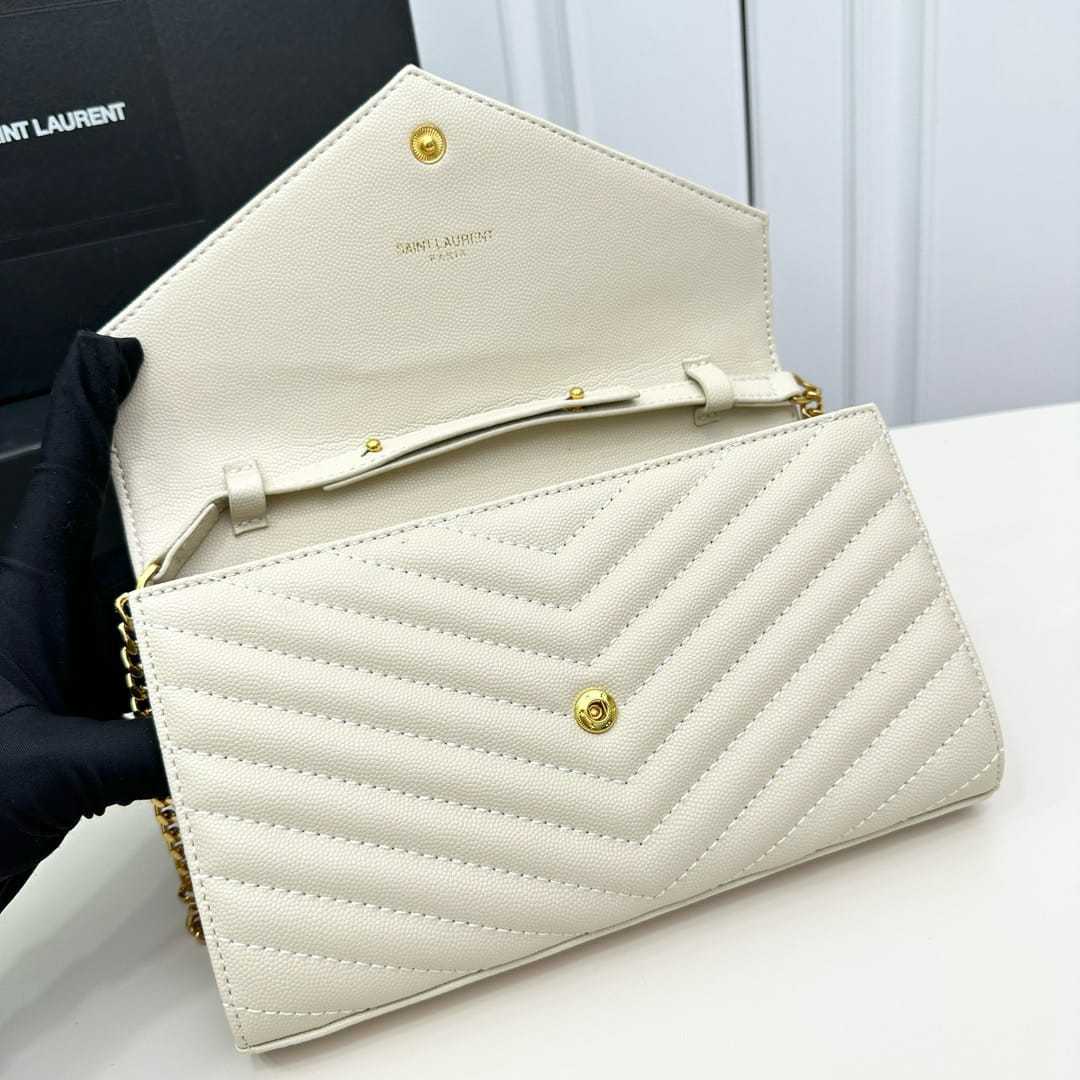 YSL CLASSIC CASSANDRE CHAIN WALLET BAG WHITE 24CM 377828BOW019207