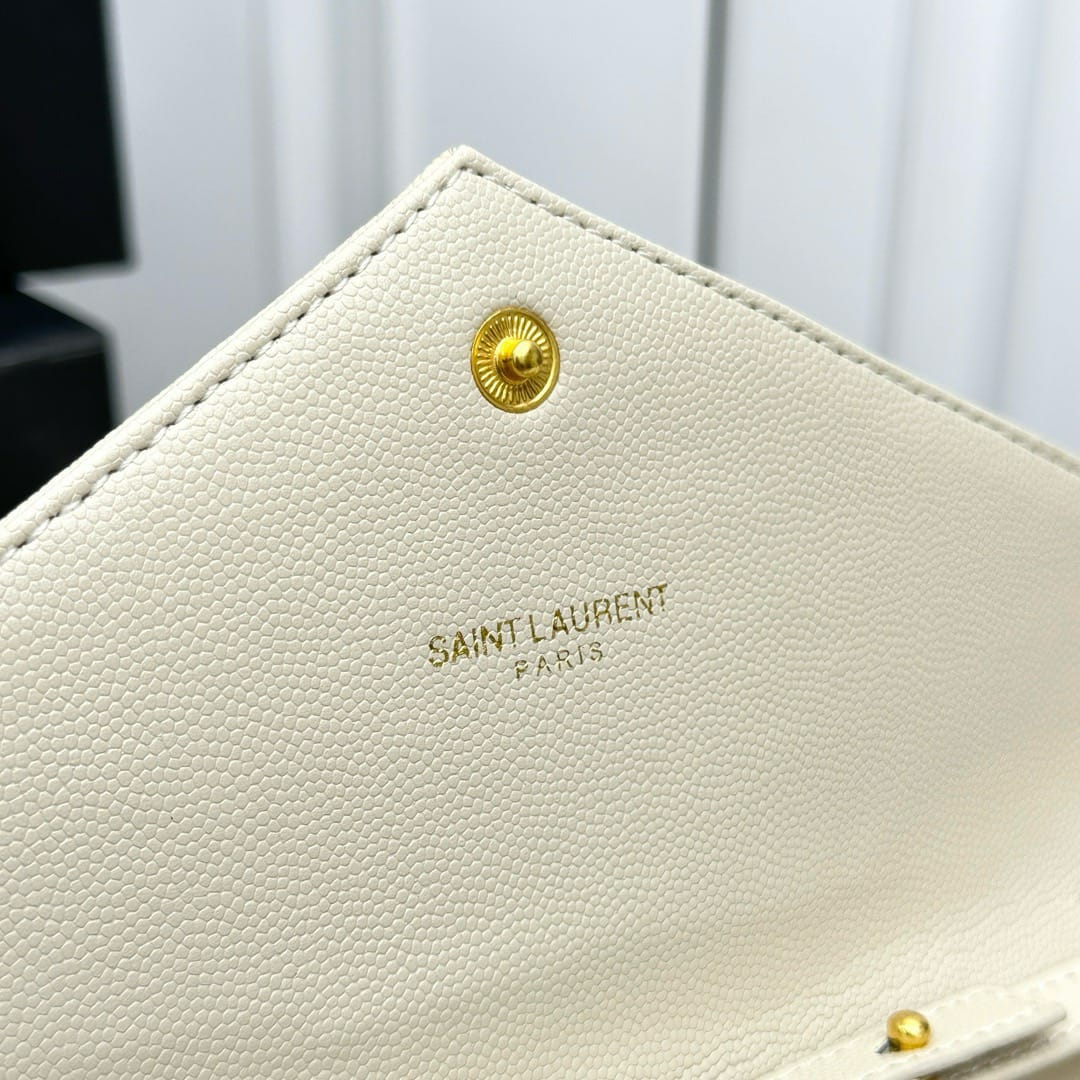 YSL CLASSIC CASSANDRE CHAIN WALLET BAG WHITE 24CM 377828BOW019207