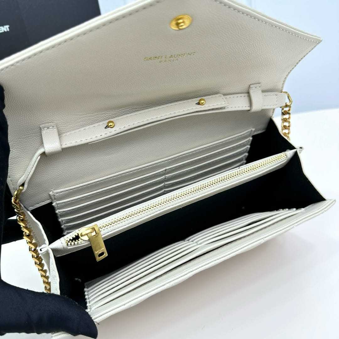 YSL CLASSIC CASSANDRE CHAIN WALLET BAG WHITE 24CM 377828BOW019207