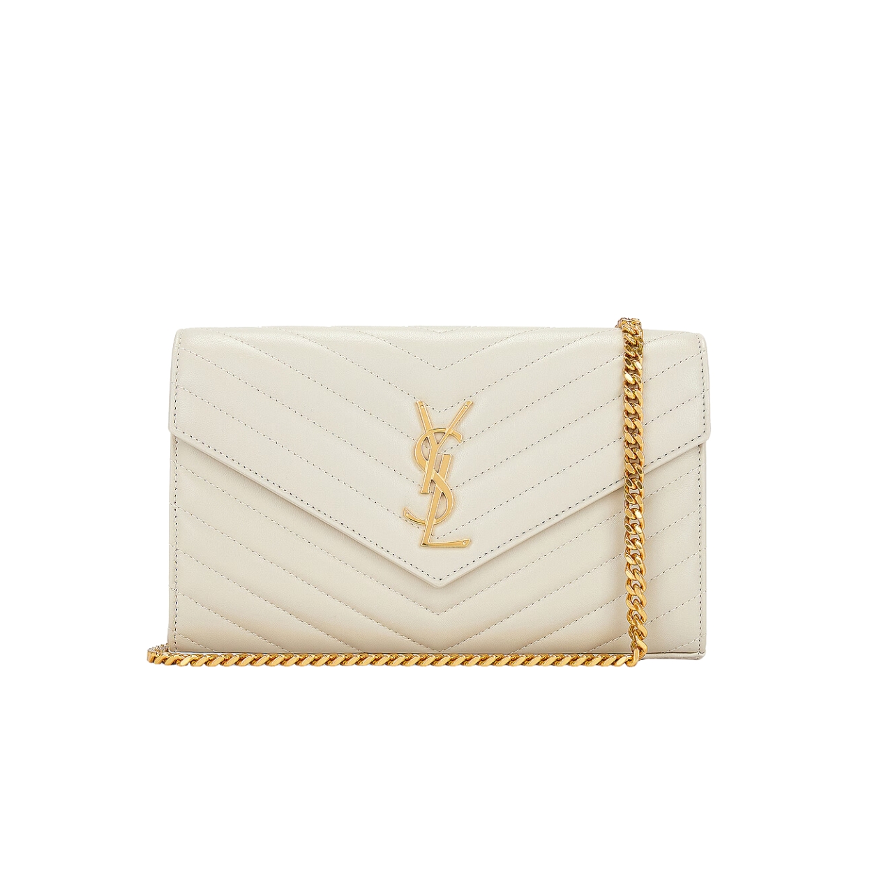 YSL CLASSIC CASSANDRE CHAIN WALLET BAG WHITE 24CM 377828BOW019207