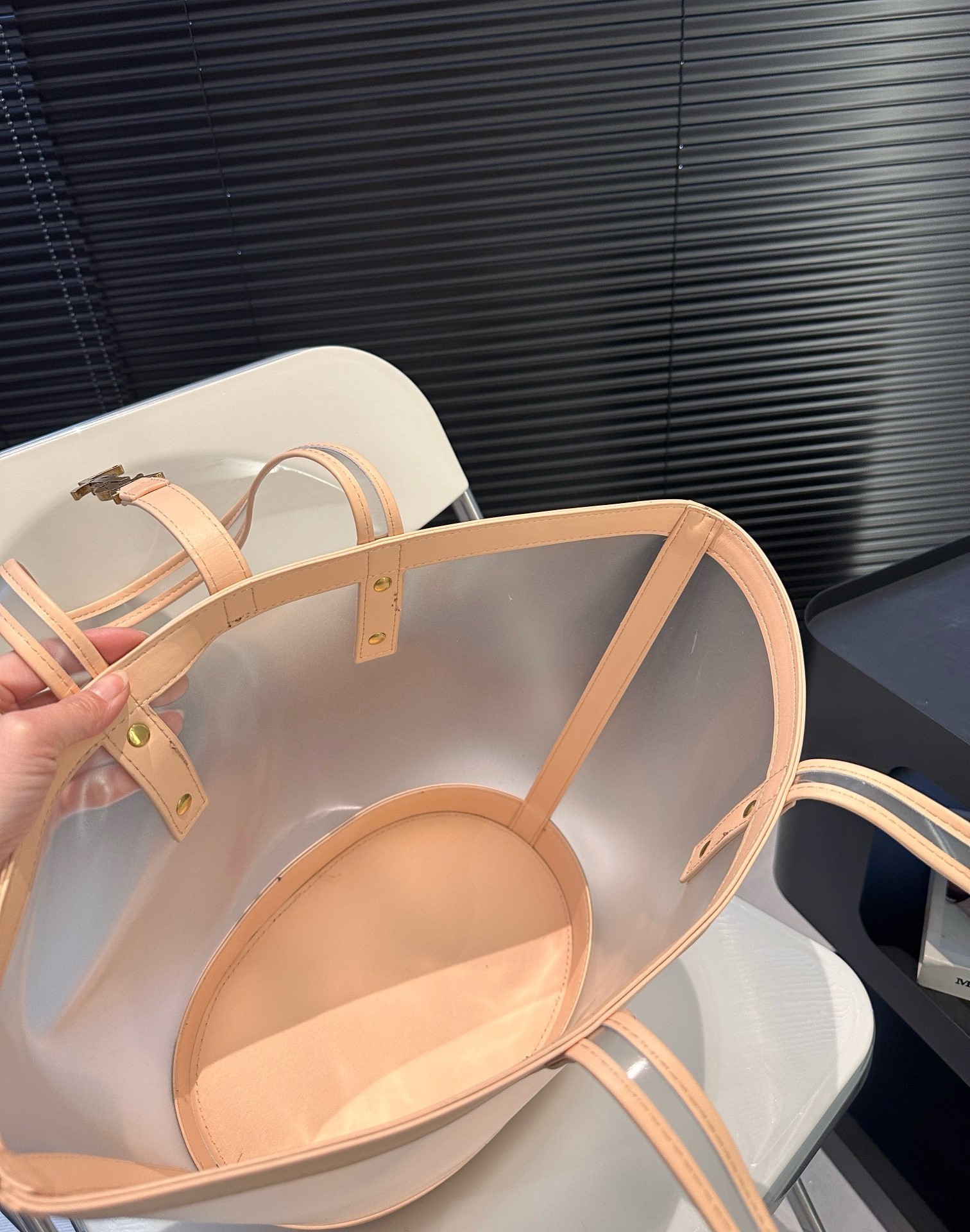 YSL PANIER MEDIUM IN VINYL AND VEGETABLE TANNED LEATHER BROWN 28 CM 773697FAC0F2275