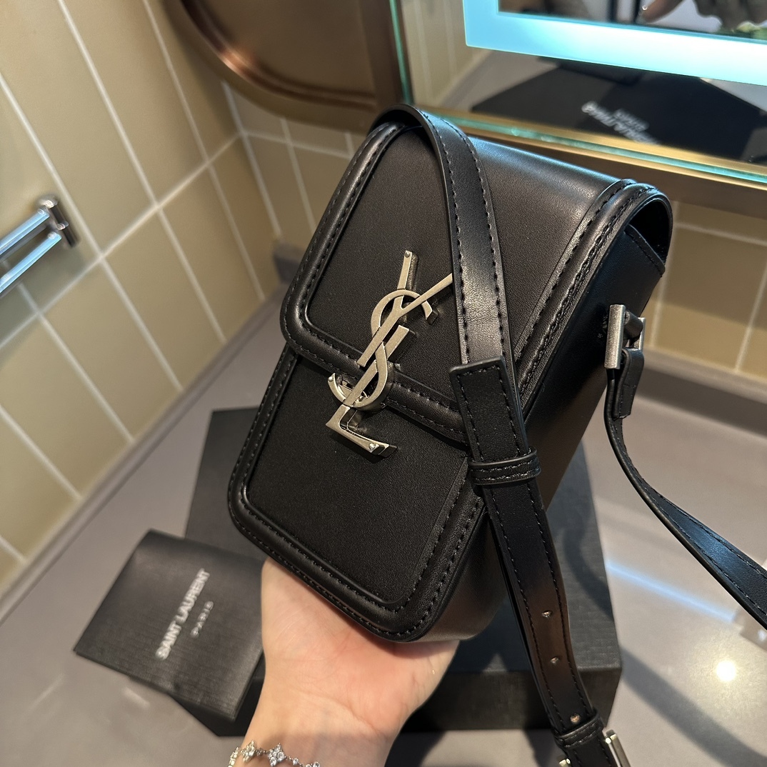 YSL SOLFERINO MINI BAG IN SMOOTH LEATHER BLACK 11CM 7539630SX0E1000
