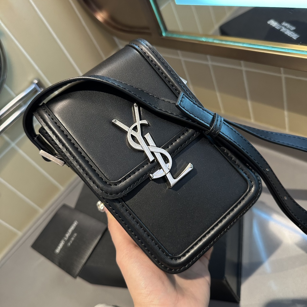 YSL SOLFERINO MINI BAG IN SMOOTH LEATHER BLACK 11CM 7539630SX0E1000