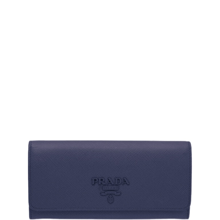PR SAFFIANO MONOCHROME FLAP LONG WALLET FULL NAVY BLUE 19CM 1MH132 ZLP F061H