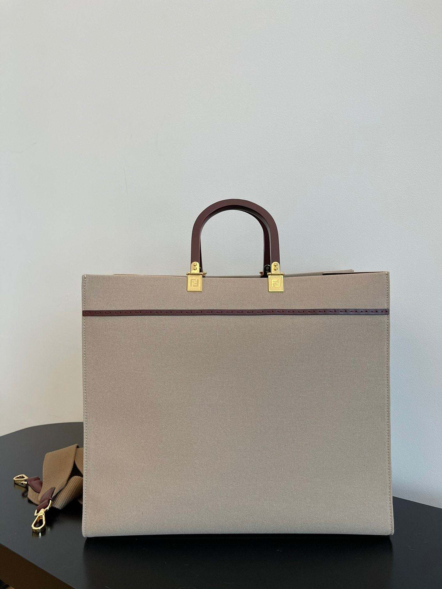 FI Sunshine Large Tote Bag Beige For Women, Women’s Handbags, Shoulder Bags 15.7in/40cm FF 8BH372